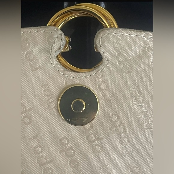 Rodo Gold Leather Evening Bag, Gold Chain Shoulder Strap Swarovski Crystal Mint - Picture 6 of 11